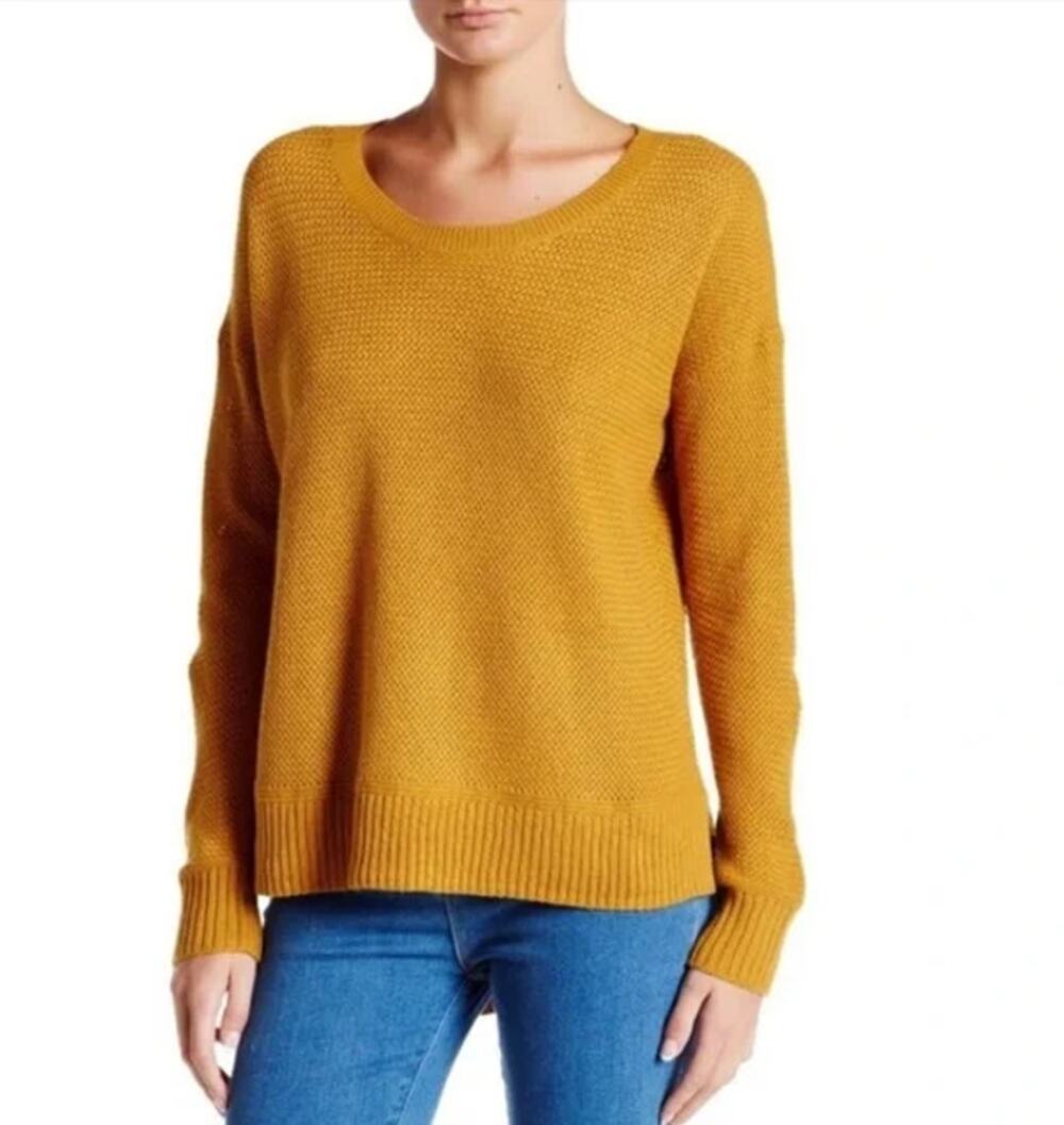 MADEWELL Riverside Texture Sweater Scoop Neck Relaxed Fit Mustard Yellow Size XS